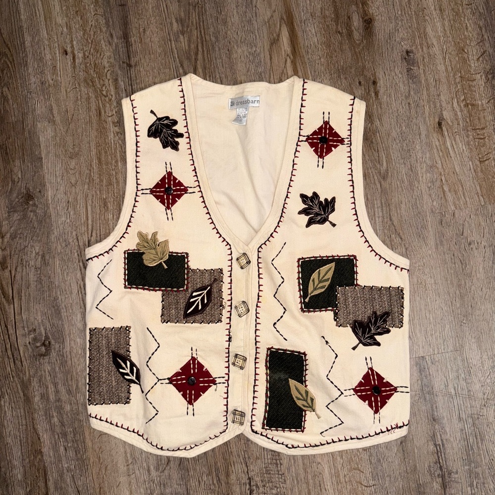 Dressbarn Vintage Patchwork Fall Corduroy Vest